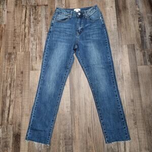 Forever 21 Women's Medium Wash Raw Hem 5 Pocket Jeans Size 26 Zip Button